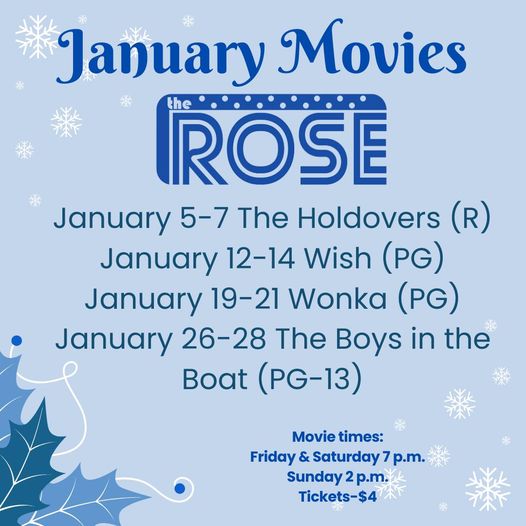 January 2024 Movie Line Up Audubon County